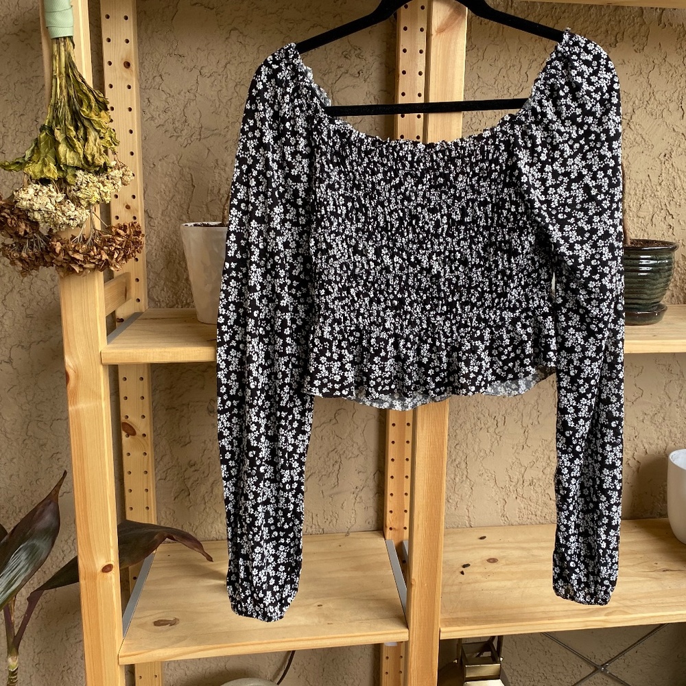 UO Shaina Rayon Ruched Long Sleeve Top